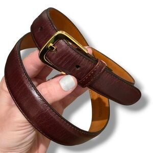 Vintage Brown Leather Belt Mens Sz 34 red-brown gold buckle Peterborough Row